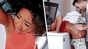 Touching my Girlfriend&#'s Black sMom Stuck in the Washing Machine - MILFED