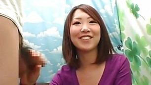 Subtitled CFNM Japanese busty amateur handjob interview