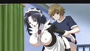 Anime maid gets sperm on her ass